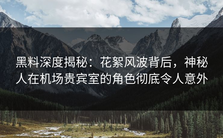黑料深度揭秘：花絮风波背后，神秘人在机场贵宾室的角色彻底令人意外