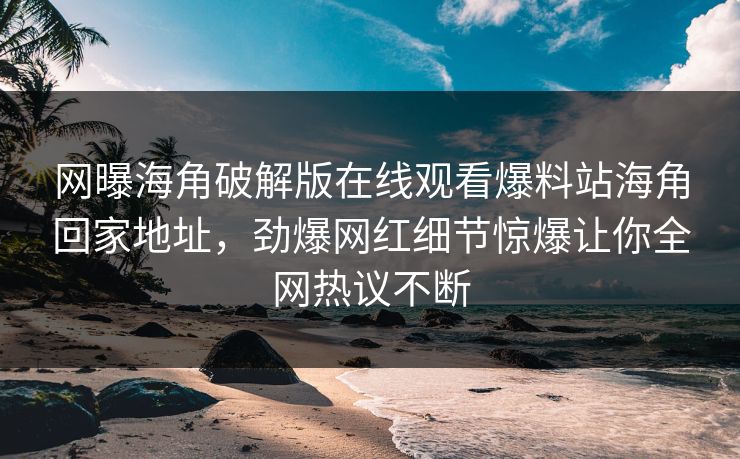 网曝海角破解版在线观看爆料站海角回家地址,劲爆网红细节惊爆让你全网热议不断