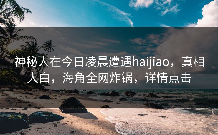 神秘人在今日凌晨遭遇haijiao，真相大白，海角全网炸锅，详情点击