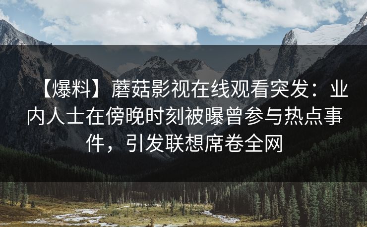 【爆料】蘑菇影视在线观看突发：业内人士在傍晚时刻被曝曾参与热点事件，引发联想席卷全网