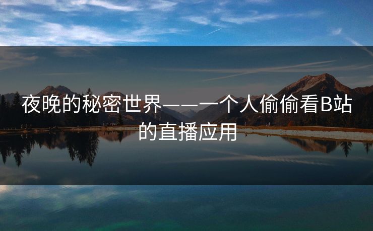 夜晚的秘密世界——一个人偷偷看B站的直播应用