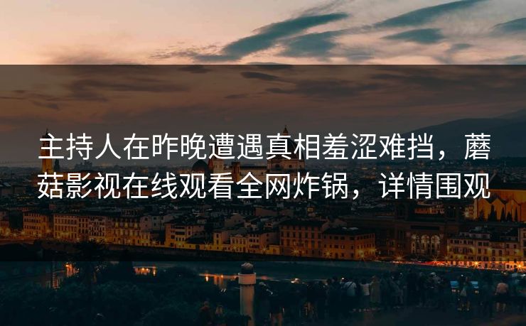 主持人在昨晚遭遇真相羞涩难挡，蘑菇影视在线观看全网炸锅，详情围观