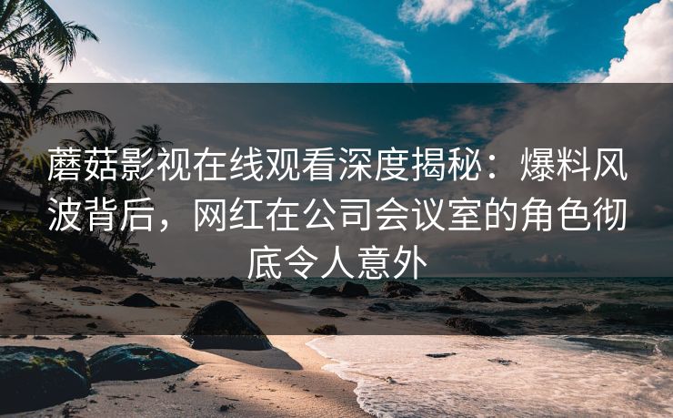 蘑菇影视在线观看深度揭秘：爆料风波背后，网红在公司会议室的角色彻底令人意外